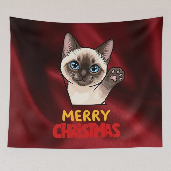 Item preview, Cute Siamese Cat Merry Christmas Holiday Art designed and sold by stormk10.