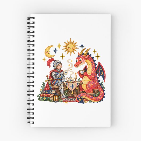 Item preview, Knight and Dragon Tea Party Whimsical Celestial Fantasy Art designed and sold by CatiaStudioArt.