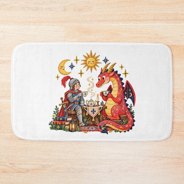 Item preview, Knight and Dragon Tea Party Whimsical Celestial Fantasy Art designed and sold by CatiaStudioArt.