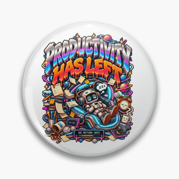 Item preview, Productivity Has Left – Funny Procrastination Robot Cyberpunk Meme designed and sold by NarpLTD.