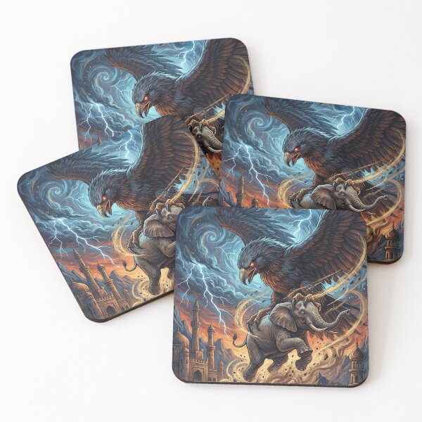 Item preview, Legendary Roc Bird Carrying Elephant in Storm - Fantasy Art designed and sold by Lucid Dream Pixel.
