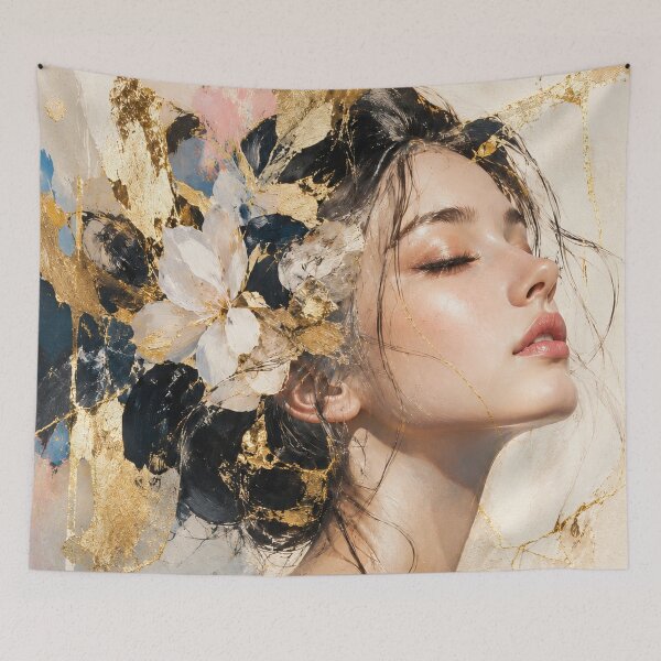 Item preview, Japanese Kintsugi Female Portrait with Flowers designed and sold by KINTSUGI-LUMI.