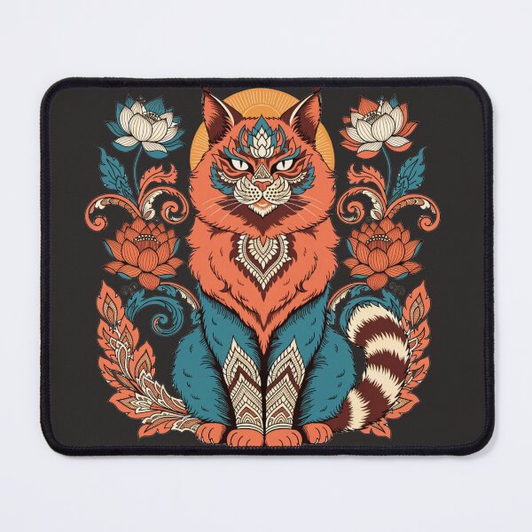 Item preview, Majestic Maine Coon Cat – Boho Floral Mandala Animal Art designed and sold by Mousy17.