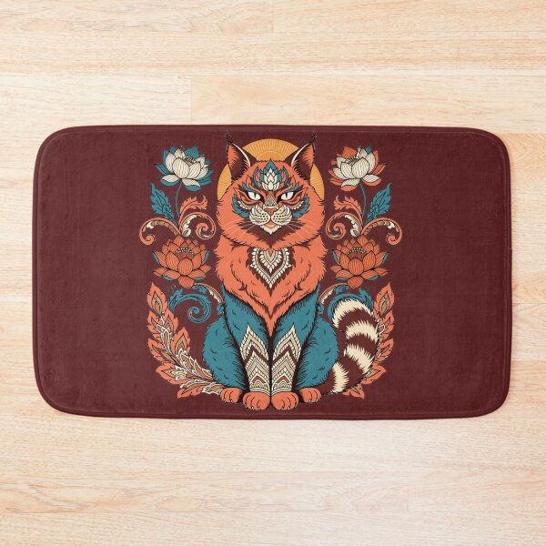 Item preview, Majestic Maine Coon Cat – Boho Floral Mandala Animal Art designed and sold by Mousy17.