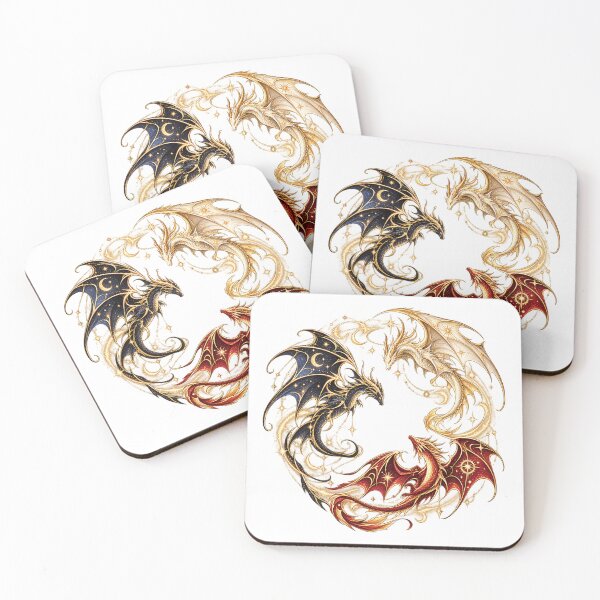 Item preview, Celestial Dragons Circle Sun Moon Stars Fantasy Art designed and sold by CatiaStudioArt.