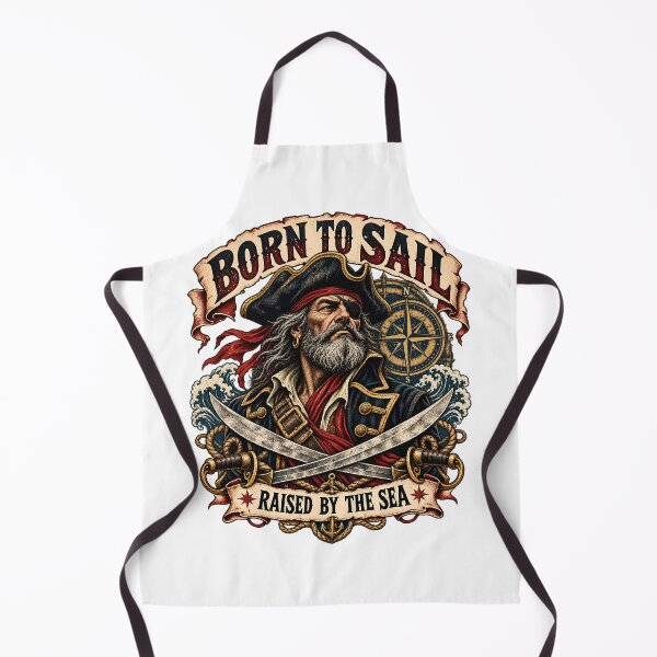 Item preview, Born To Sail - Raised By The Sea Vintage Pirate Emblem designed and sold by ZayCreates.