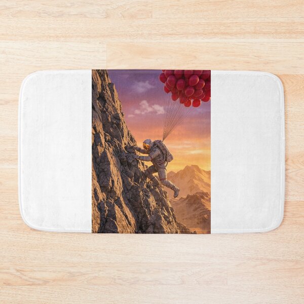 Item preview, Astronaut Mountain Climbing with Red Balloons at Sunset designed and sold by Rain-Road.