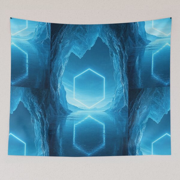 Item preview, Glowing Hexagon Portal Inside Ice Cave designed and sold by monkeybusiness.pt.