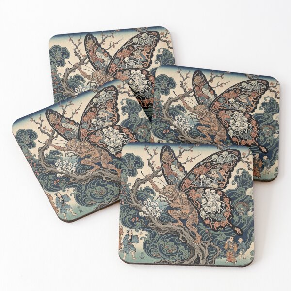 Item preview, Japanese Yokai Butterfly Demon - Ukiyo-e Woodblock Print Style designed and sold by manbou-japan.