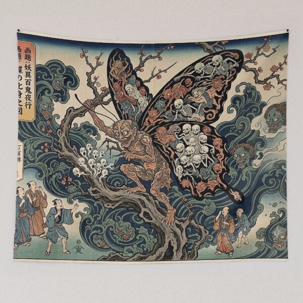 Item preview, Japanese Yokai Butterfly Demon - Ukiyo-e Woodblock Print Style designed and sold by manbou-japan.