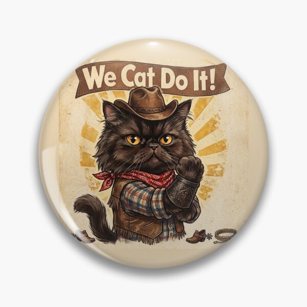 Item preview, We Cat Do It! Funny Cowboy Black Cat Vintage Poster designed and sold by PetalsPaws.