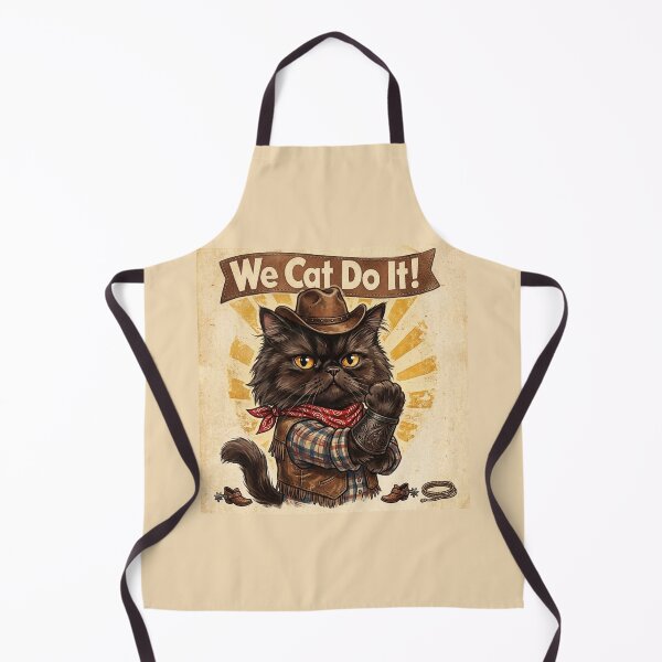 Item preview, We Cat Do It! Funny Cowboy Black Cat Vintage Poster designed and sold by PetalsPaws.