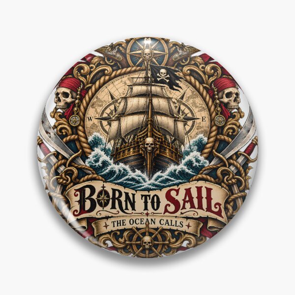 Item preview, Born To Sail - The Ocean Calls Pirate Emblem Design designed and sold by ZayCreates.
