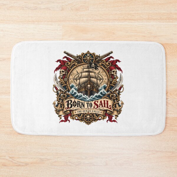 Item preview, Born To Sail - The Ocean Calls Pirate Emblem Design designed and sold by ZayCreates.