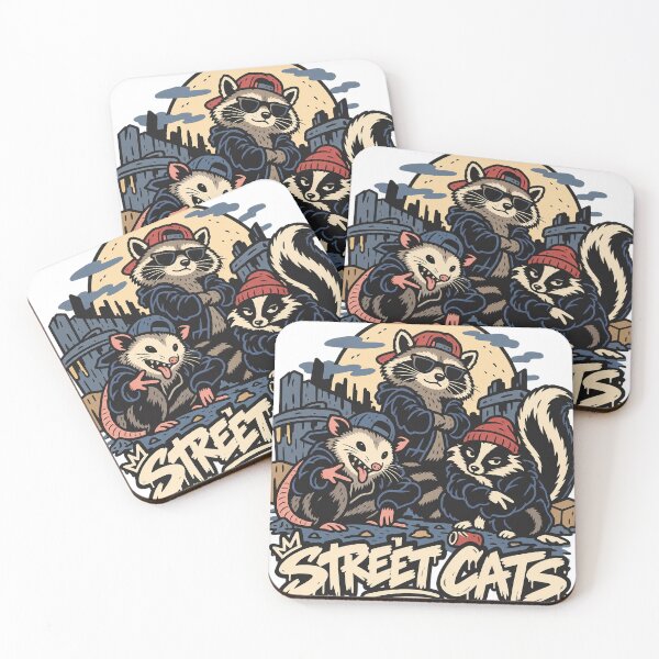 Item preview, Street Cats Urban Animal Gang Raccoon Opossum Skunk T-Shirt Design designed and sold by KIDEnia.