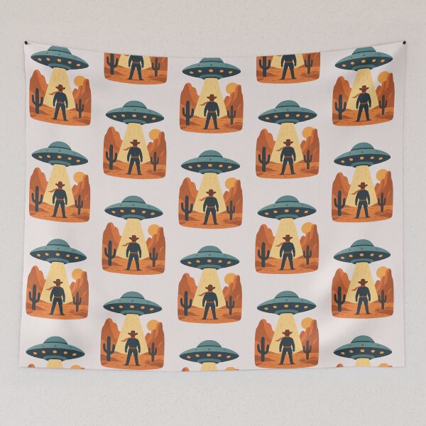 Item preview, Alien Invasion UFO and Retro Cowboy designed and sold by erozzz.