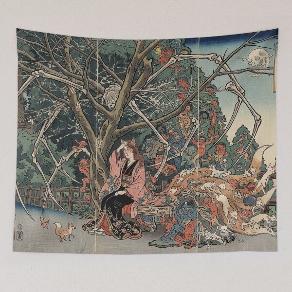 Item preview, Japanese Earth Spider Demon Ukiyo-e Yokai Art designed and sold by manbou-japan.