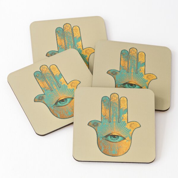 Item preview, Golden Hamsa Hand – Turquoise & Gold Protective Amulet designed and sold by Audra-studio.