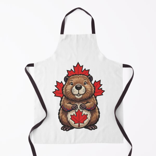 Item preview, Happy Canadian Beaver with Maple Leaves Nature Art designed and sold by ArtDesignTp.