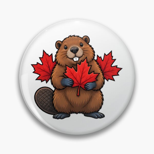 Item preview, Happy Canadian Beaver with Maple Leaves Canada Art designed and sold by ArtDesignTp.