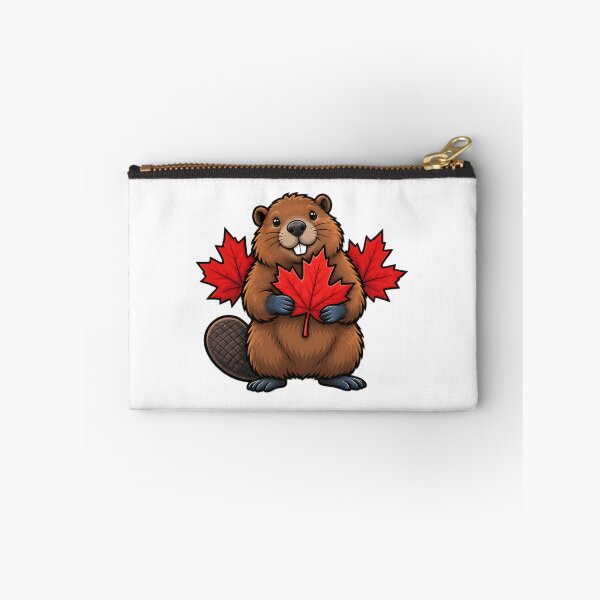 Item preview, Happy Canadian Beaver with Maple Leaves Canada Art designed and sold by ArtDesignTp.