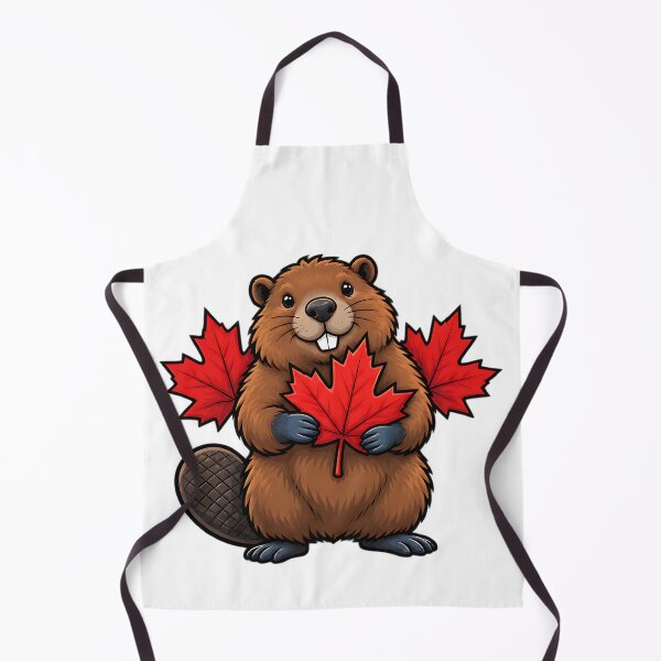Item preview, Happy Canadian Beaver with Maple Leaves Canada Art designed and sold by ArtDesignTp.