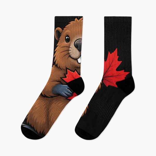 Item preview, Happy Canadian Beaver with Maple Leaves Canada Art designed and sold by ArtDesignTp.