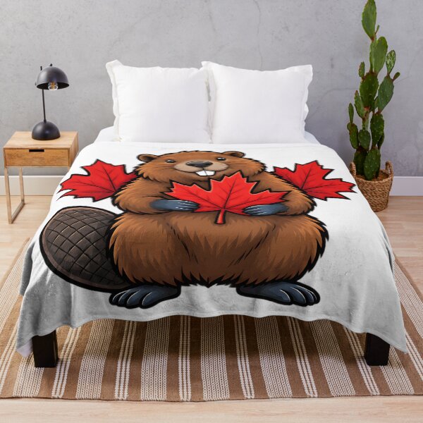Item preview, Happy Canadian Beaver with Maple Leaves Canada Art designed and sold by ArtDesignTp.