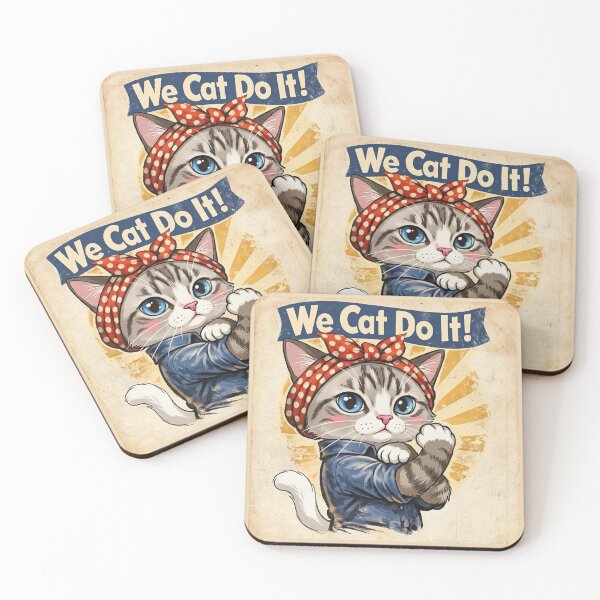 Item preview, We Cat Do It! Funny Rosie The Riveter Cute Tabby Cat Vintage Poster designed and sold by PetalsPaws.