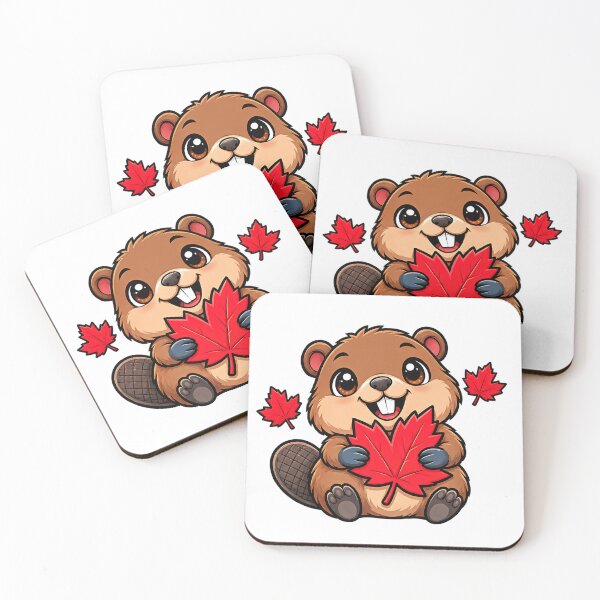 Item preview, Happy Canadian Beaver with Maple Leaves Design designed and sold by ArtDesignTp.