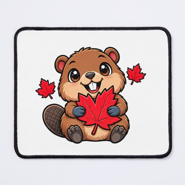 Item preview, Happy Canadian Beaver with Maple Leaves Design designed and sold by ArtDesignTp.