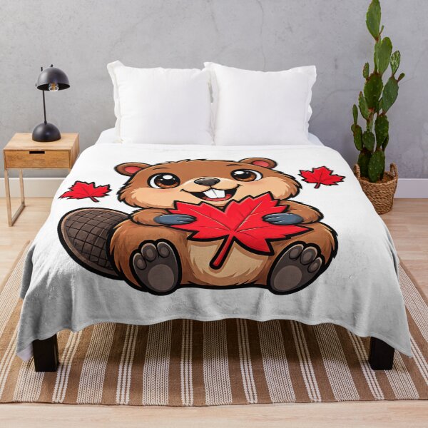 Item preview, Happy Canadian Beaver with Maple Leaves Design designed and sold by ArtDesignTp.