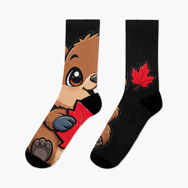 Item preview, Happy Canadian Beaver with Maple Leaves Design designed and sold by ArtDesignTp.