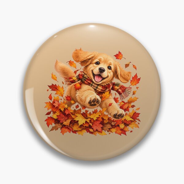 Item preview, Playful Golden Puppy in Colorful Fall Leaves designed and sold by Safe Haven Pets.