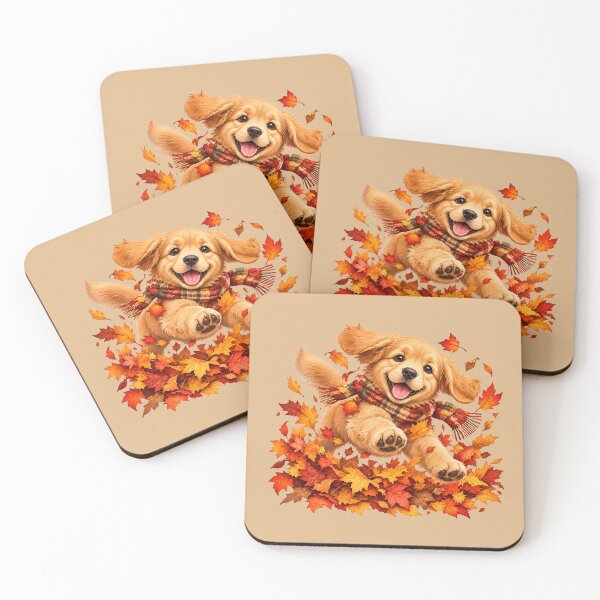 Item preview, Playful Golden Puppy in Colorful Fall Leaves designed and sold by Safe Haven Pets.