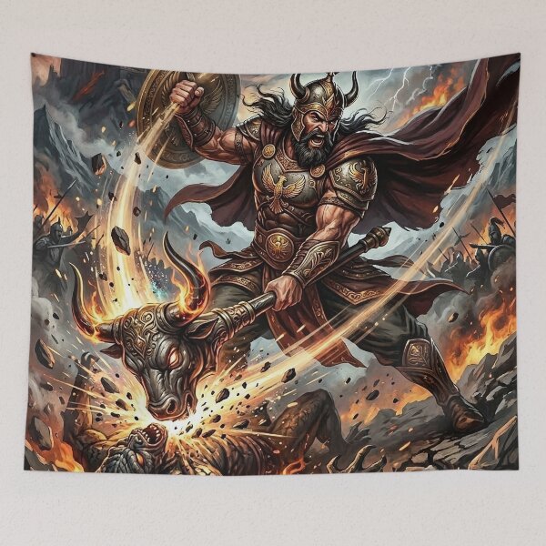 Item preview, Rustam the Persian Hero Battles Demon in Storm designed and sold by Lucid Dream Pixel.