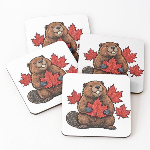 Item preview, Cute Happy Canadian Beaver with Maple Leaves designed and sold by ArtDesignTp.