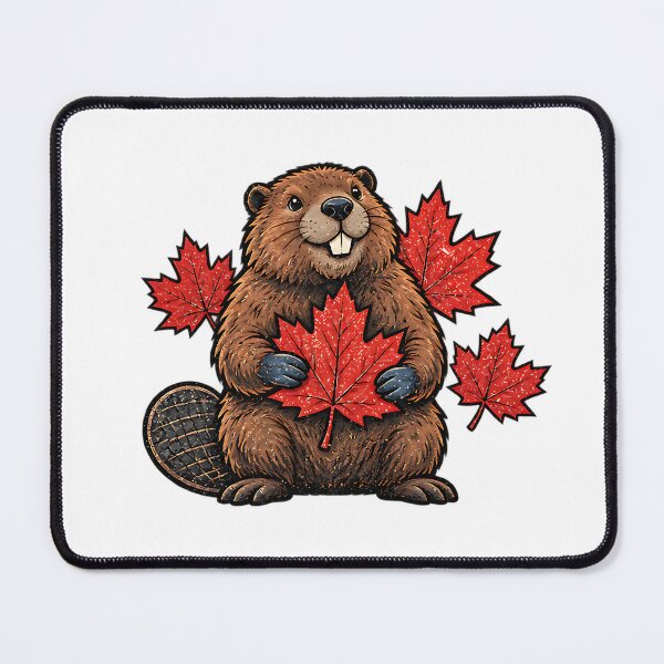 Item preview, Cute Happy Canadian Beaver with Maple Leaves designed and sold by ArtDesignTp.