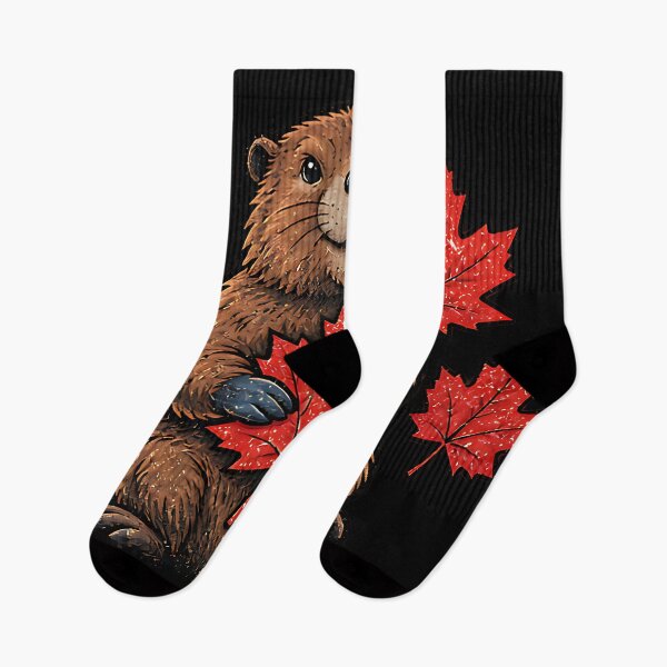 Item preview, Cute Happy Canadian Beaver with Maple Leaves designed and sold by ArtDesignTp.