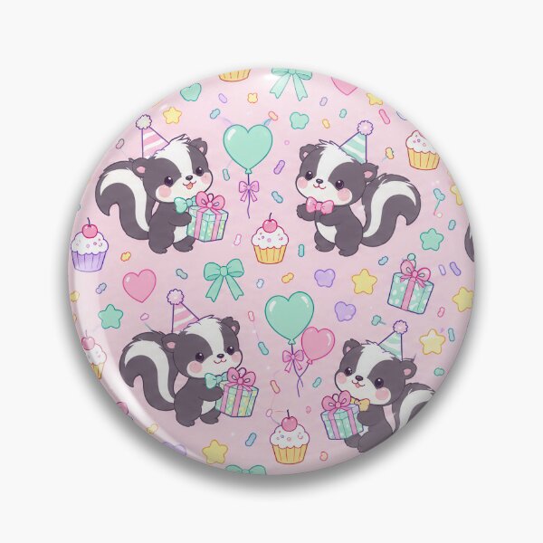Item preview, Cute Birthday Baby Skunk Pastel Kawaii Party Pattern designed and sold by Soft Berry Studio.