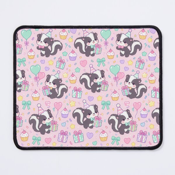 Item preview, Cute Birthday Baby Skunk Pastel Kawaii Party Pattern designed and sold by Soft Berry Studio.