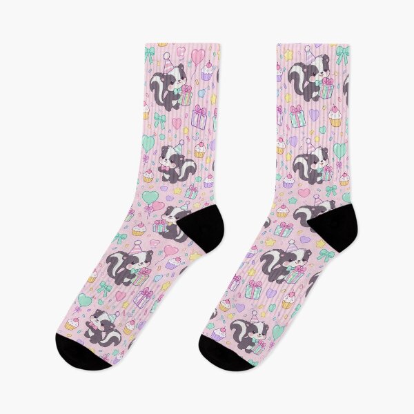 Item preview, Cute Birthday Baby Skunk Pastel Kawaii Party Pattern designed and sold by Soft Berry Studio.