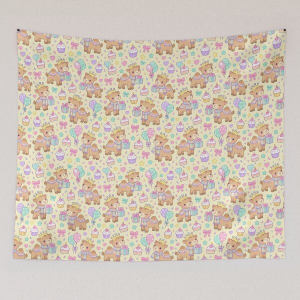 Item preview, Cute Birthday Baby Camel Pastel Kawaii Party Pattern designed and sold by Soft Berry Studio.