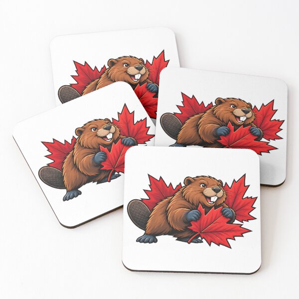 Item preview, Happy Canadian Beaver with Maple Leaves Art designed and sold by ArtDesignTp.
