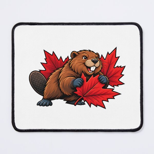 Item preview, Happy Canadian Beaver with Maple Leaves Art designed and sold by ArtDesignTp.