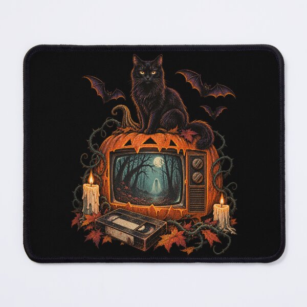 Item preview, Halloween Black Cat Retro TV Horror designed and sold by 966 A.D..