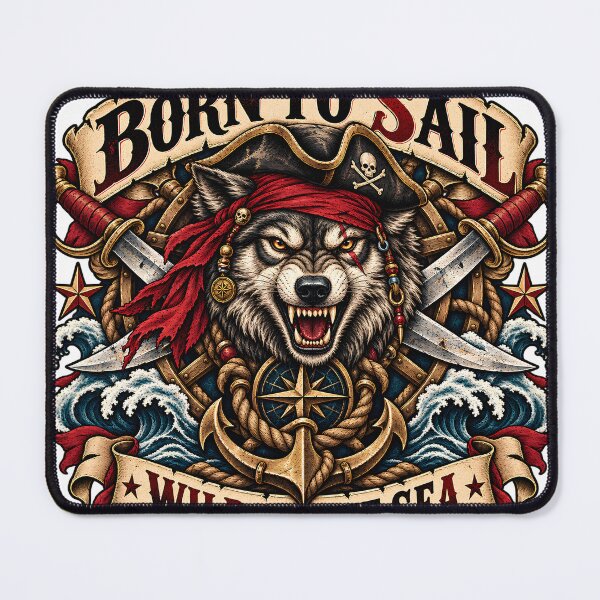 Item preview, Born To Sail - Wild As The Sea Pirate Wolf Emblem designed and sold by ZayCreates.