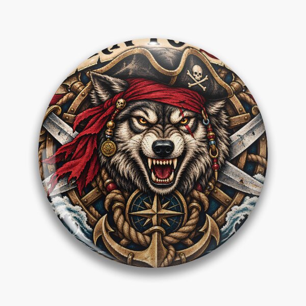 Item preview, Born To Sail - Wild As The Sea Pirate Wolf Emblem designed and sold by ZayCreates.