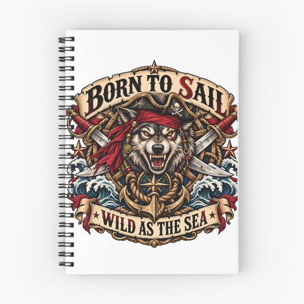 Item preview, Born To Sail - Wild As The Sea Pirate Wolf Emblem designed and sold by ZayCreates.
