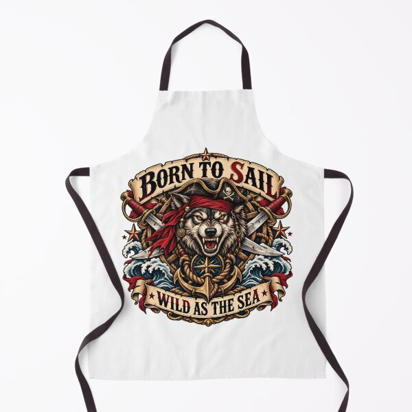 Item preview, Born To Sail - Wild As The Sea Pirate Wolf Emblem designed and sold by ZayCreates.